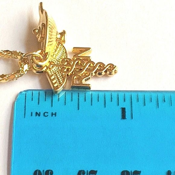 Florence Nightingale Lamp Nursing Caduceus Necklace Graduation Gift RN Gold Tone - Picture 9 of 10